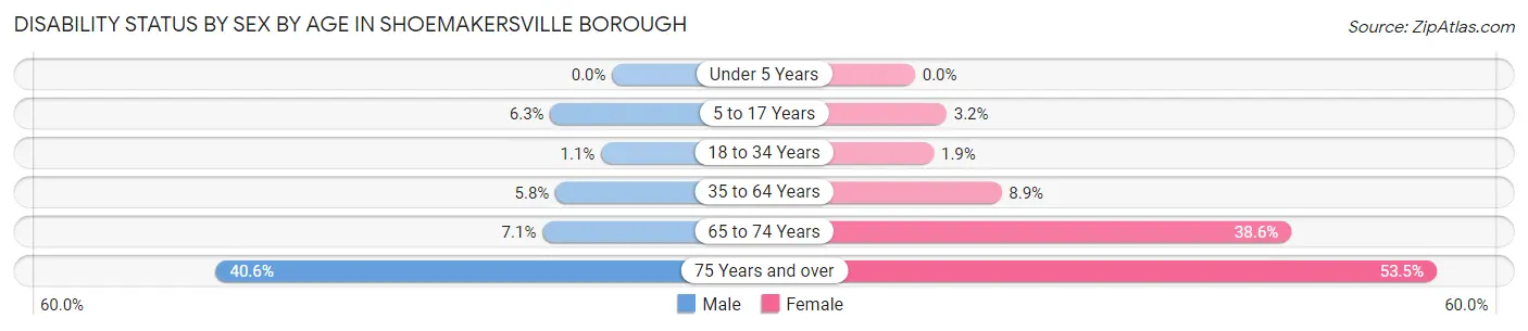 Disability Status by Sex by Age in Shoemakersville borough