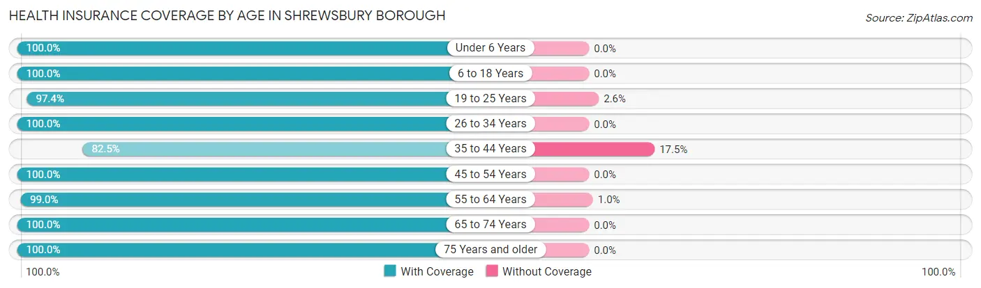 Health Insurance Coverage by Age in Shrewsbury borough