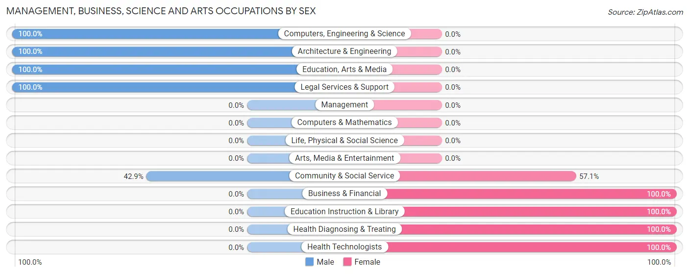 Management, Business, Science and Arts Occupations by Sex in Slabtown