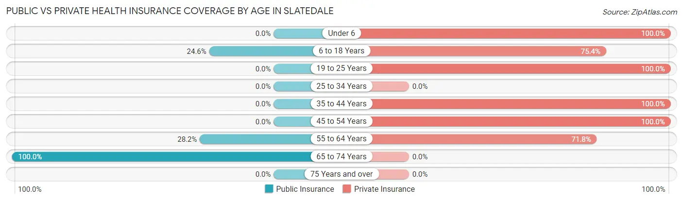 Public vs Private Health Insurance Coverage by Age in Slatedale