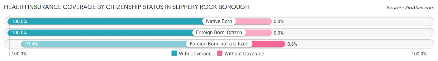 Health Insurance Coverage by Citizenship Status in Slippery Rock borough