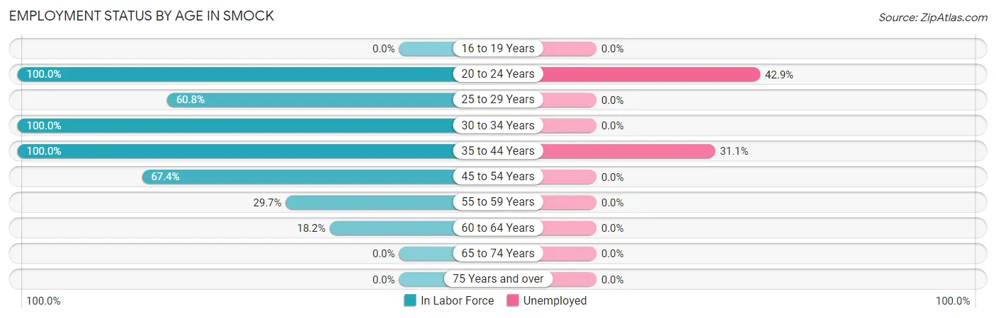Employment Status by Age in Smock