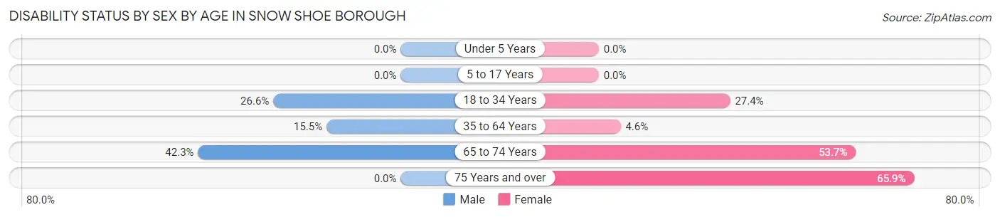 Disability Status by Sex by Age in Snow Shoe borough