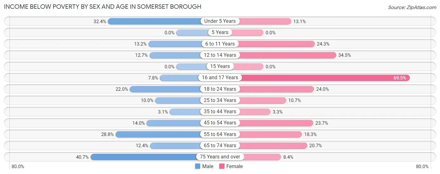 Income Below Poverty by Sex and Age in Somerset borough