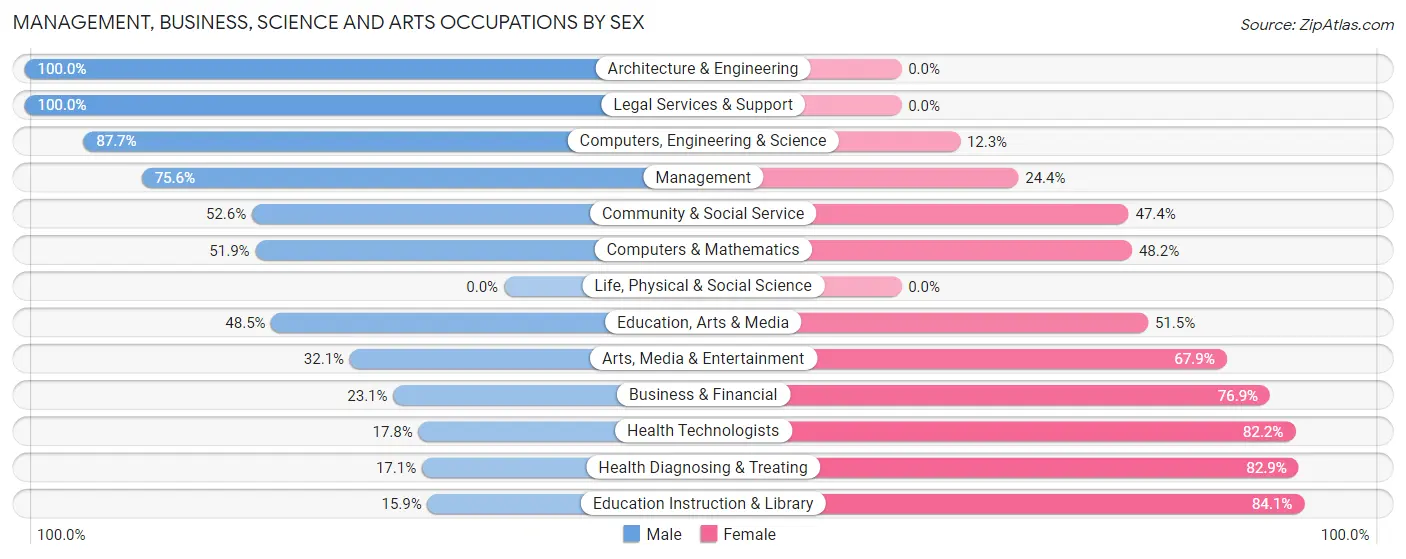 Management, Business, Science and Arts Occupations by Sex in Somerset borough