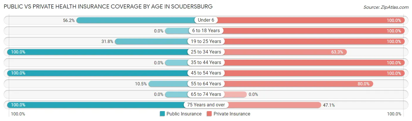 Public vs Private Health Insurance Coverage by Age in Soudersburg