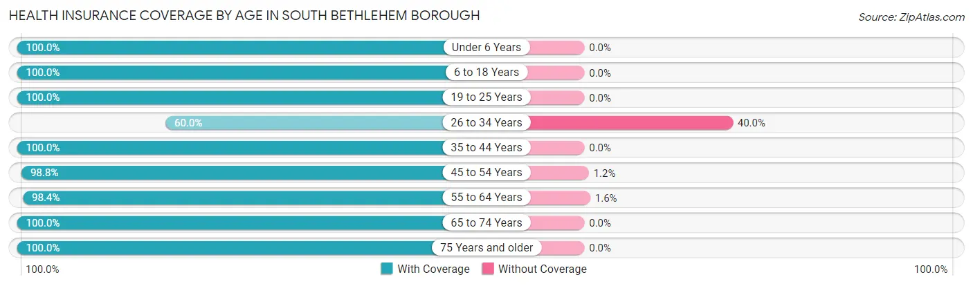 Health Insurance Coverage by Age in South Bethlehem borough