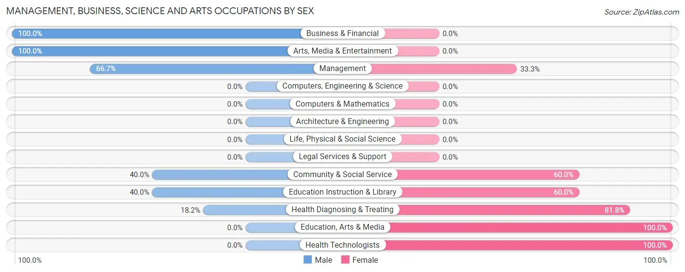 Management, Business, Science and Arts Occupations by Sex in South Bethlehem borough