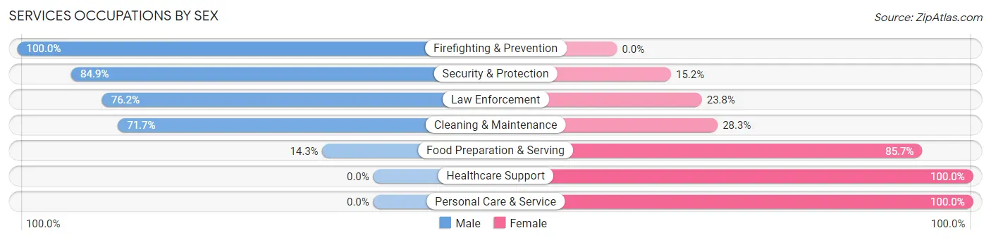 Services Occupations by Sex in South Coatesville borough