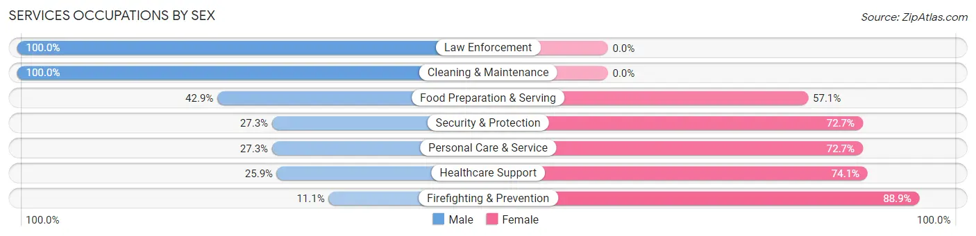 Services Occupations by Sex in South Connellsville borough