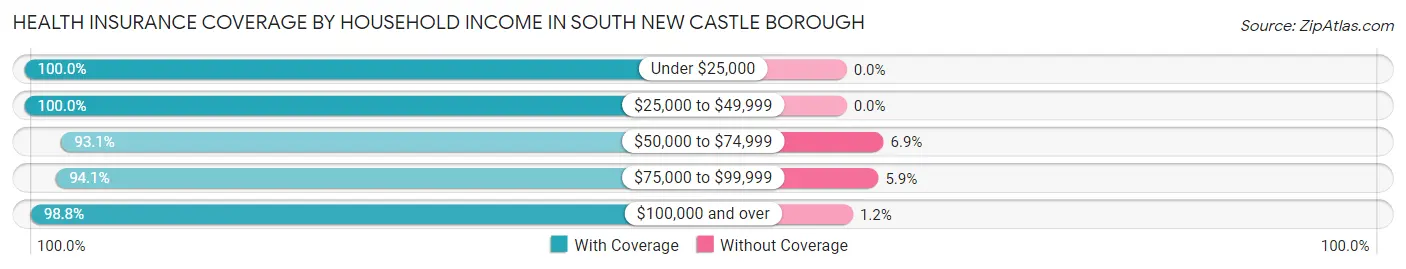 Health Insurance Coverage by Household Income in South New Castle borough