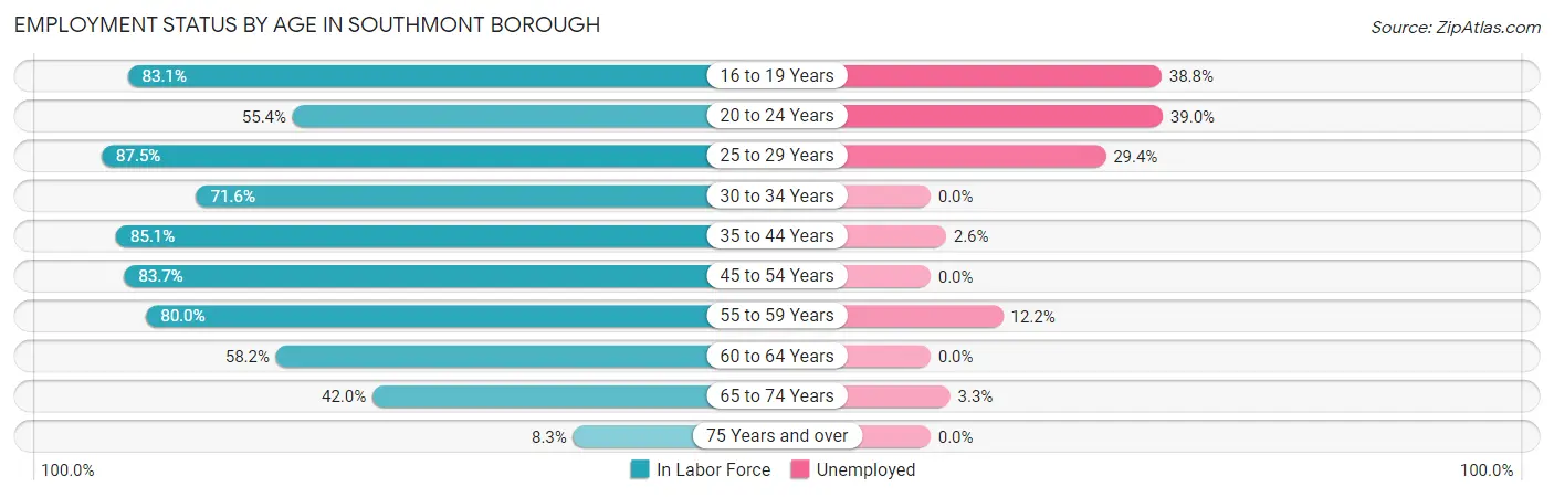 Employment Status by Age in Southmont borough