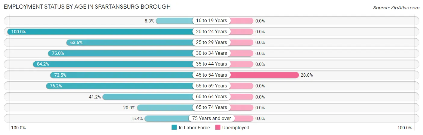 Employment Status by Age in Spartansburg borough