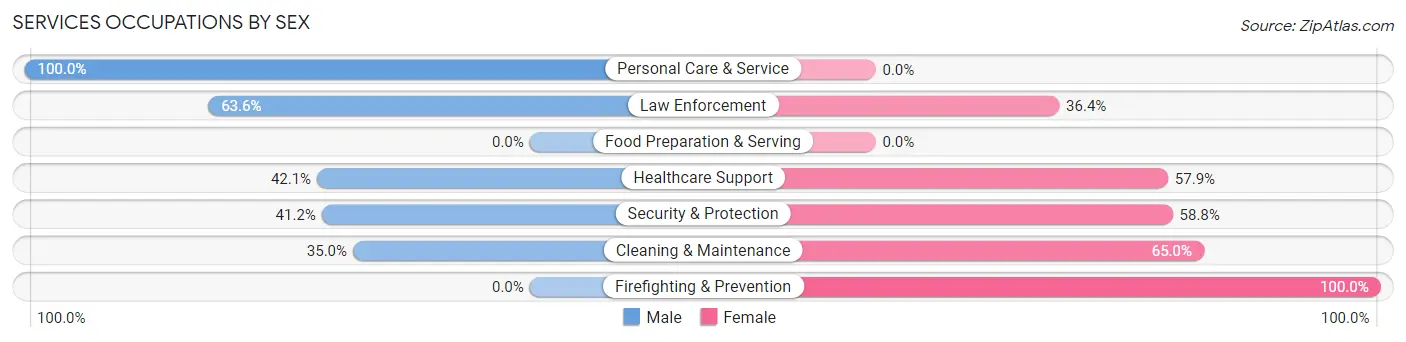 Services Occupations by Sex in Spinnerstown