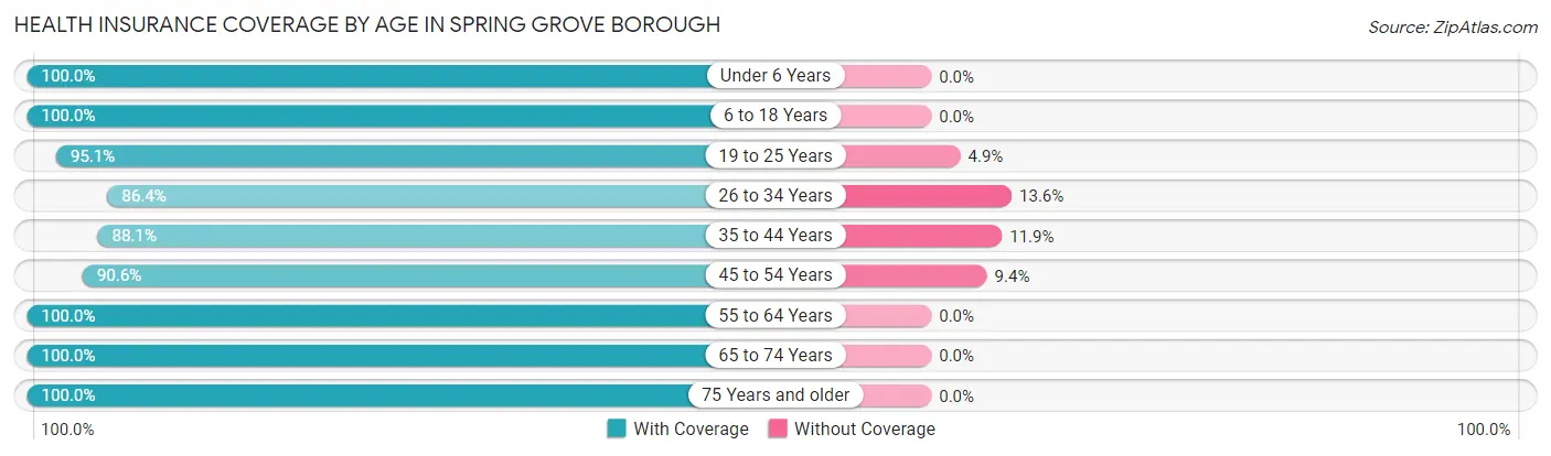 Health Insurance Coverage by Age in Spring Grove borough