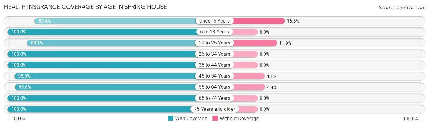 Health Insurance Coverage by Age in Spring House