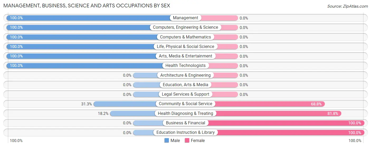Management, Business, Science and Arts Occupations by Sex in Spring Mills