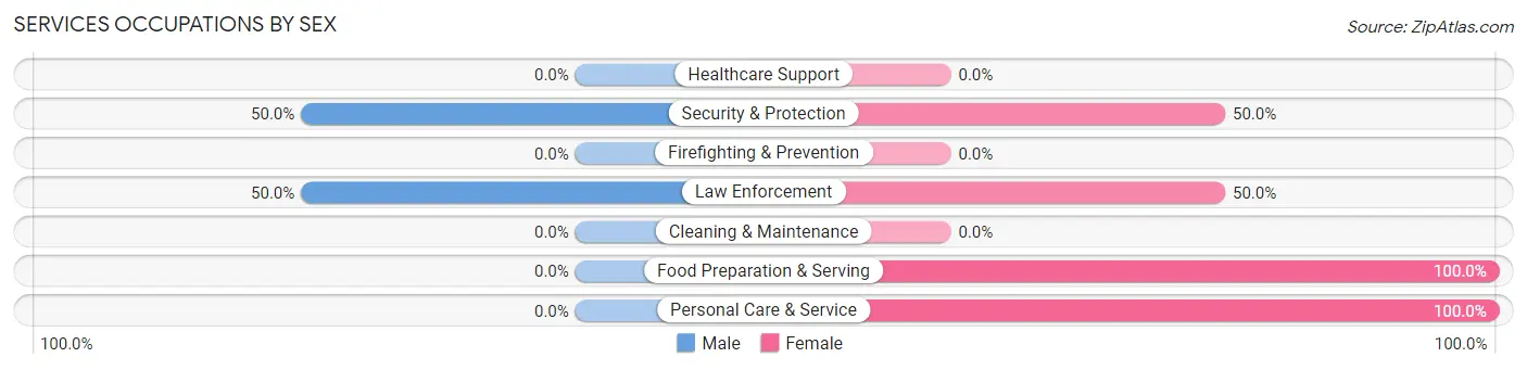 Services Occupations by Sex in St Clairsville borough
