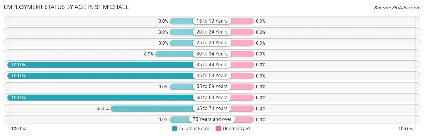 Employment Status by Age in St Michael