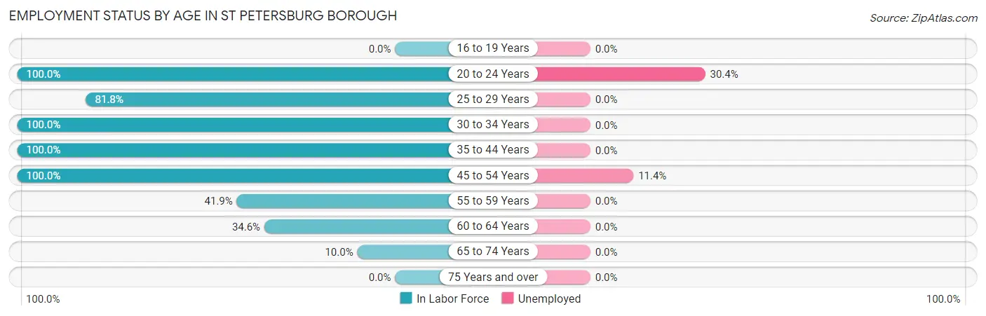 Employment Status by Age in St Petersburg borough