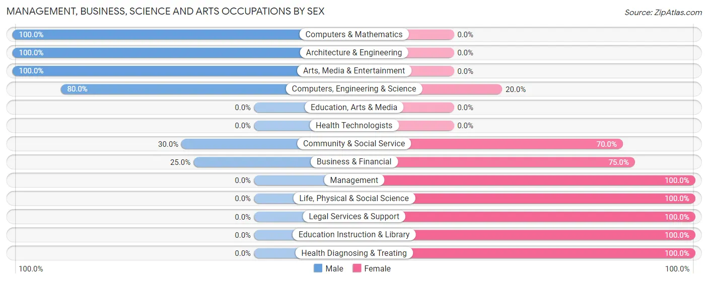 Management, Business, Science and Arts Occupations by Sex in St Petersburg borough