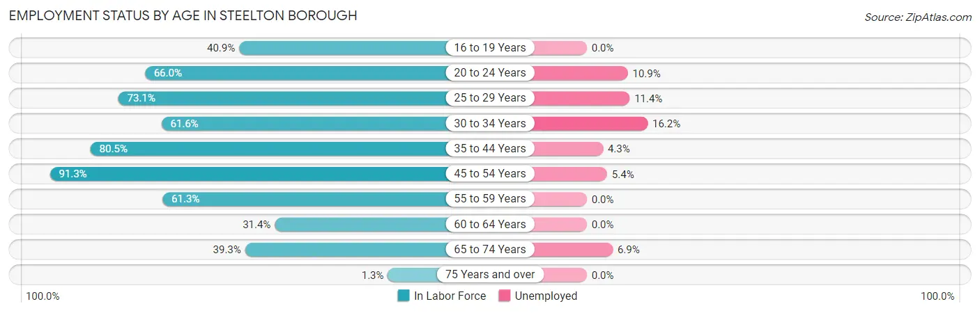 Employment Status by Age in Steelton borough