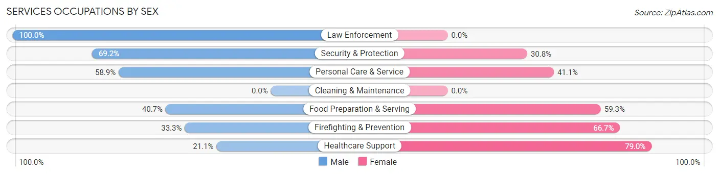 Services Occupations by Sex in Stewartstown borough