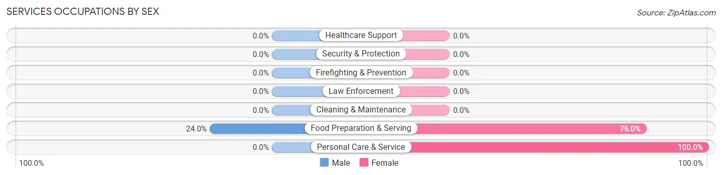 Services Occupations by Sex in Stony Creek Mills