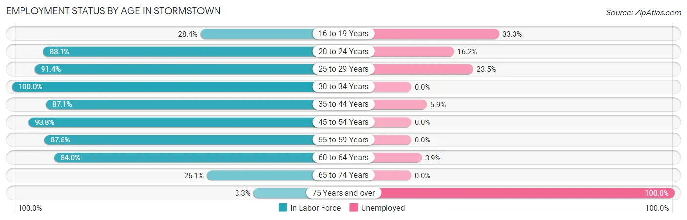 Employment Status by Age in Stormstown