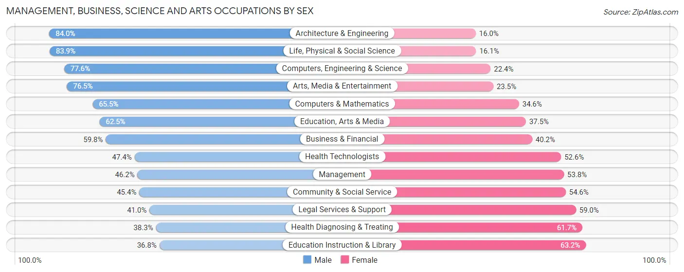 Management, Business, Science and Arts Occupations by Sex in Stormstown