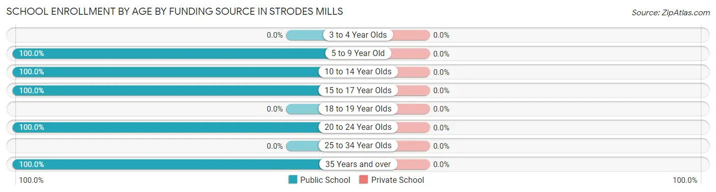 School Enrollment by Age by Funding Source in Strodes Mills