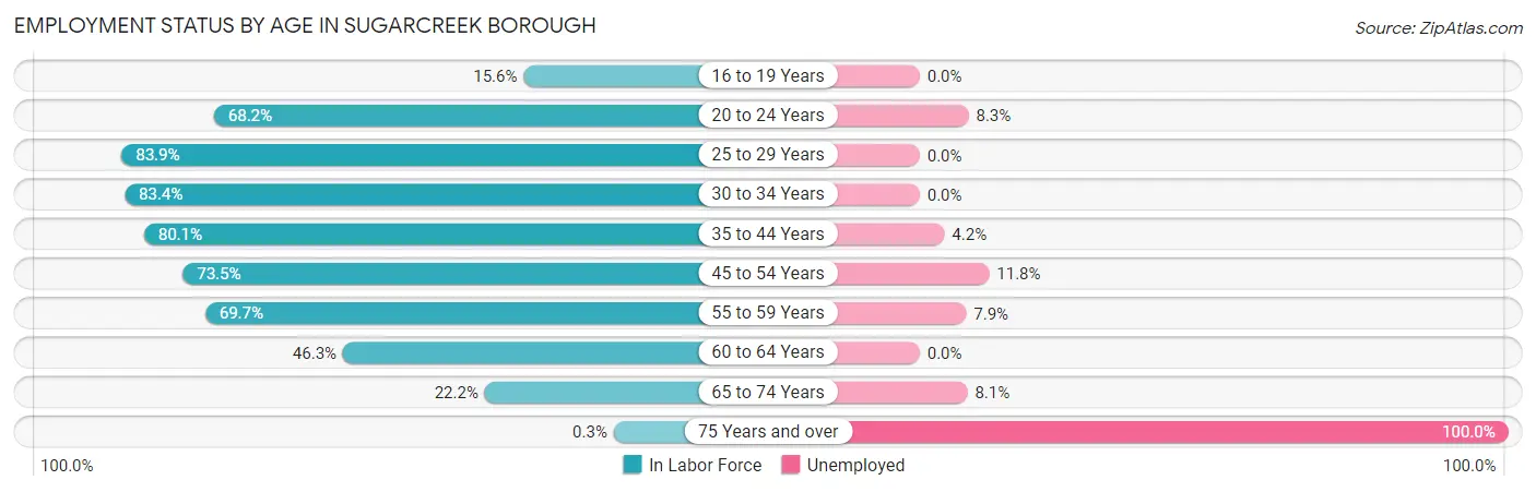 Employment Status by Age in Sugarcreek borough