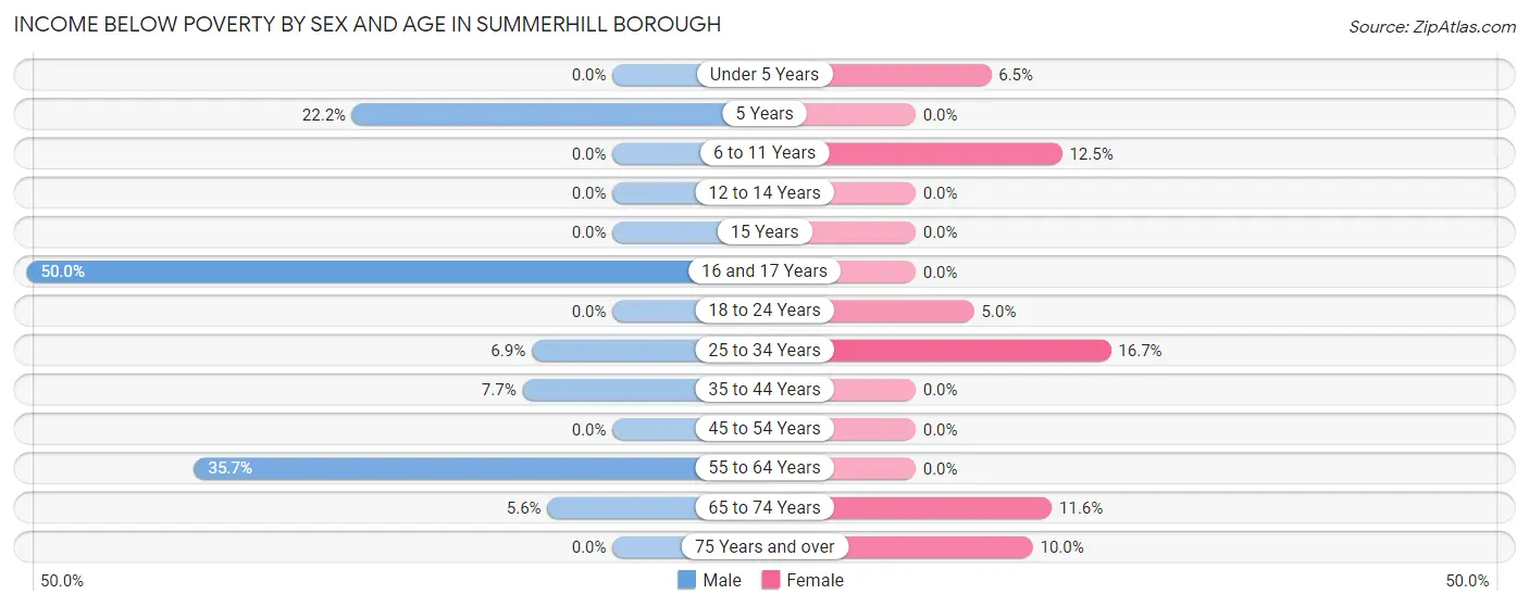Income Below Poverty by Sex and Age in Summerhill borough