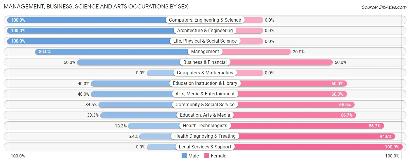 Management, Business, Science and Arts Occupations by Sex in Summerhill borough