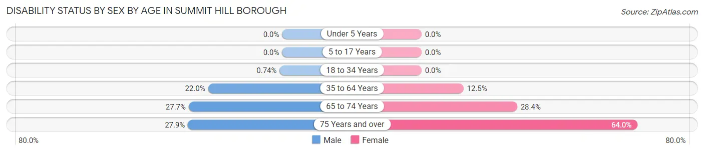 Disability Status by Sex by Age in Summit Hill borough