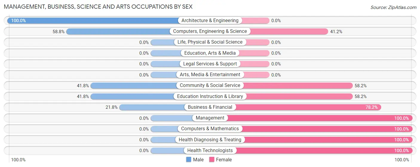 Management, Business, Science and Arts Occupations by Sex in Sun Valley
