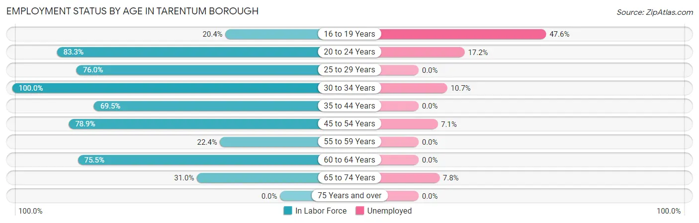 Employment Status by Age in Tarentum borough