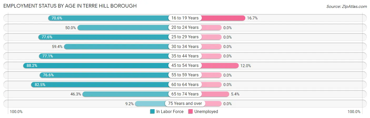 Employment Status by Age in Terre Hill borough
