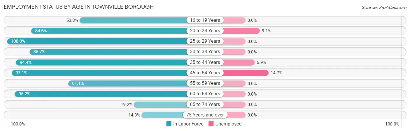 Employment Status by Age in Townville borough