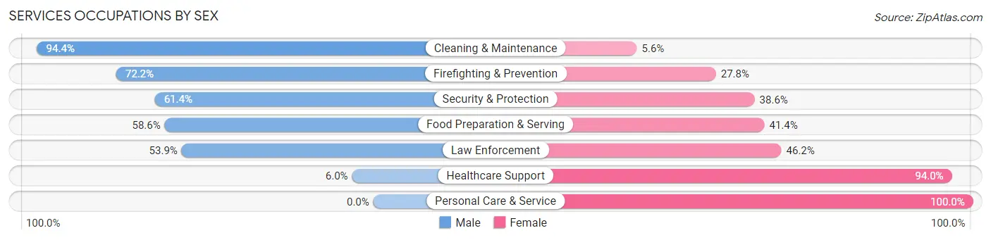 Services Occupations by Sex in Trainer borough