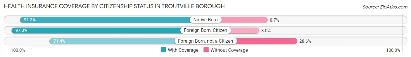 Health Insurance Coverage by Citizenship Status in Troutville borough