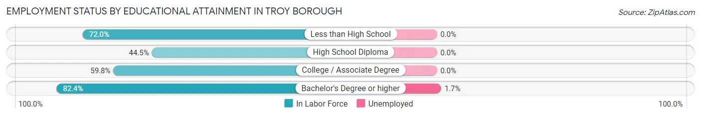 Employment Status by Educational Attainment in Troy borough