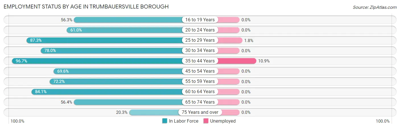 Employment Status by Age in Trumbauersville borough