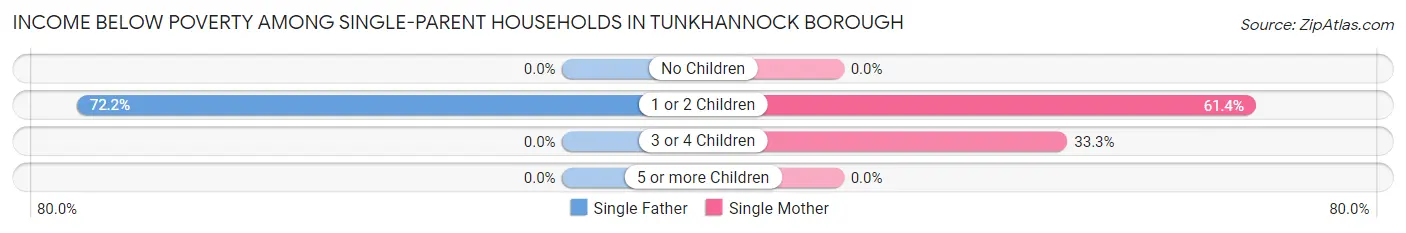 Income Below Poverty Among Single-Parent Households in Tunkhannock borough