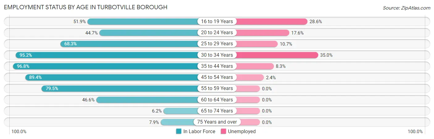 Employment Status by Age in Turbotville borough