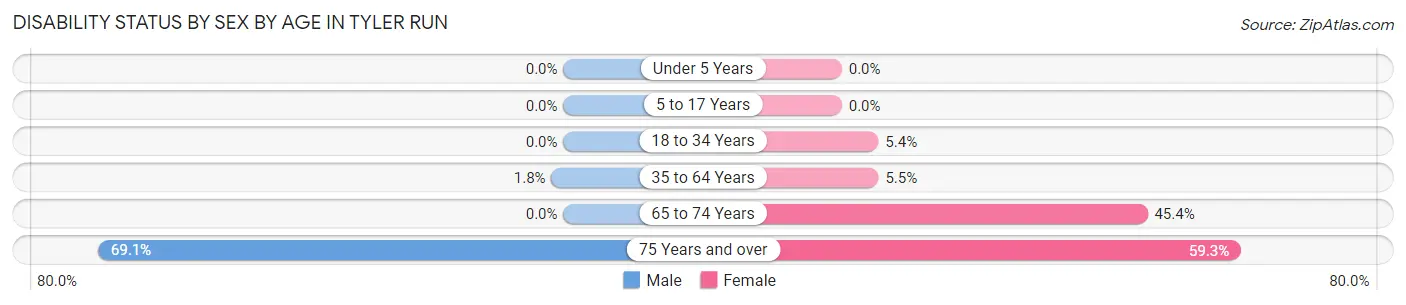Disability Status by Sex by Age in Tyler Run