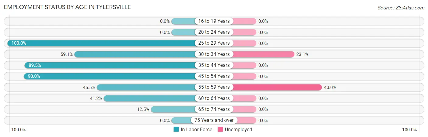Employment Status by Age in Tylersville