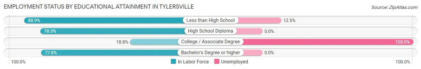 Employment Status by Educational Attainment in Tylersville