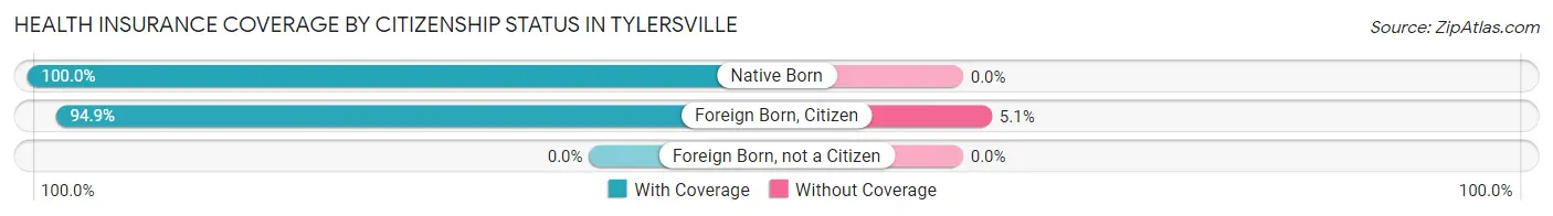 Health Insurance Coverage by Citizenship Status in Tylersville