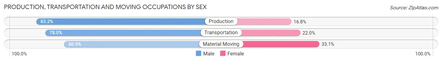 Production, Transportation and Moving Occupations by Sex in Tyrone borough